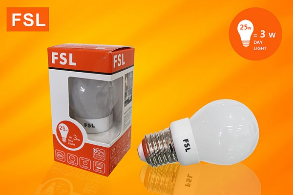 หลอดปิงปอง FSL-BLUB-3W มีแสงขาวและวอม  (1 ลัง / 100)