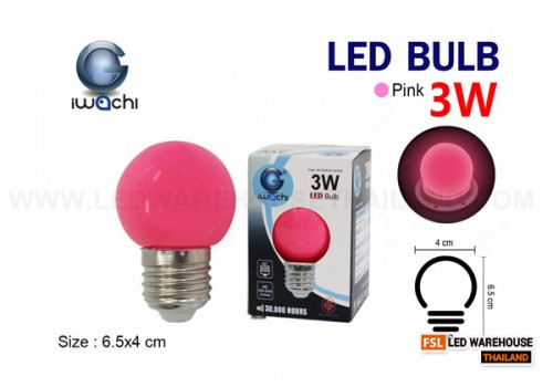 หลอดปิงปอง แสงสีชมพู 3W ขั้วE27 IWC-BLUB-E27-3W-PINK