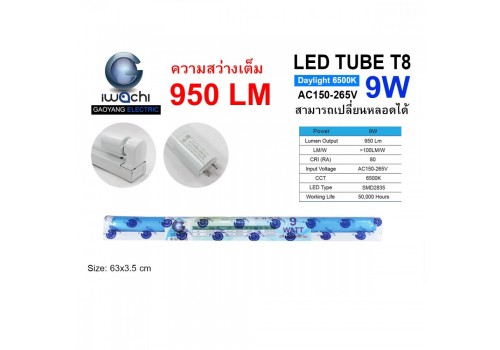 หลอดพร้อมราง IWC-SET-GE8118-T8-9W แสงขาวและวอร์มไวท์