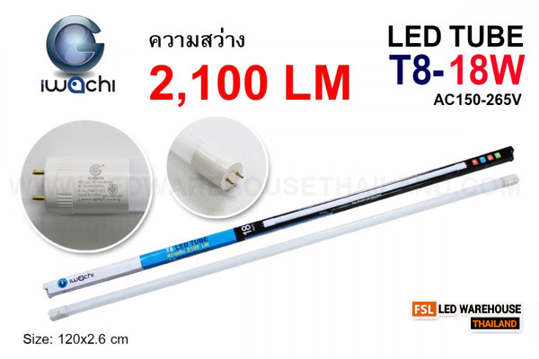 หลอดนีออน IWACHI-LED-T8-18W-360-WH-2100LM แสงขาว