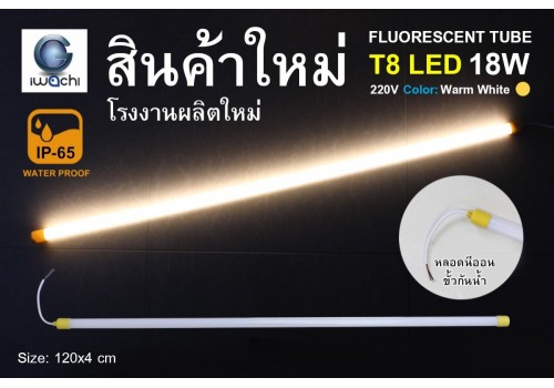 หลอดนีออนสี ขั้วกันน้ำ รุ่นใหม่ IWACHI-LED-GE-8318-N-WARM-WHITE