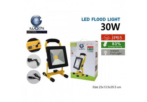 IWC-SPL-CHARGE-TGD-005-30W สปอร์ตไลท์ รุ่นชาร์ตแบตได้ แสงขาวและแสงวอร์มไวท์